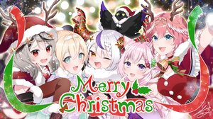 Anime Anime Girls Christmas Holiday Santa Hats Pink Hair Red Eyes Aqua Eyes Purple Eyes Blue Eyes Op 2169x1220 Wallpaper