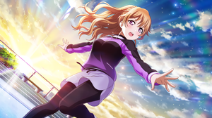 Konoe Kanata Love Live Nijigasaki High School Idol Club Love Live Anime Anime Girls Clouds Rainbows  3600x1800 Wallpaper