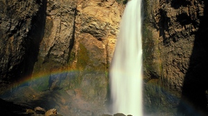 Nature Rainbow Rock Water Waterfall Yellowstone 1600x1200 Wallpaper