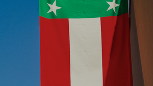 Blue Green Background Red Flag 4000x6016 Wallpaper