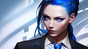 Stable Diffusion 4K Ai Art Blue Blue Hair Blue Eyes Women 3840x2160 Wallpaper