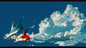 Artwork Latios Latias Pokemon Anime Clouds 3574x1900 Wallpaper