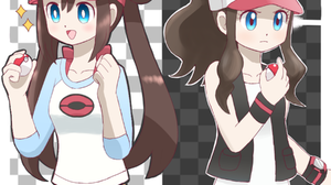 Anime Anime Girls Pokemon Rosa Pokemon Hilda Pokemon Long Hair Twintails Ponytail Brunette Two Women 1800x1800 Wallpaper