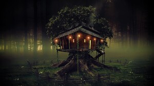 Tree Treehouse Forest Light 3072x2304 Wallpaper