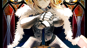 Fate Series Fate Stay Night Anime Girls Blond Hair Fantasy Armor Digital Art Fantasy Weapon Yellow E 1000x2128 Wallpaper