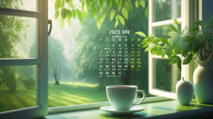 Calendar Leaves Cup Window Sunlight Trees Grass Vases Green 1920x1080 Wallpaper