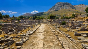 Corinth Greece Ruins Path Clouds Sky Rocks 1920x1279 Wallpaper