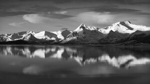 Photography Landscape Monochrome Mountains Lake Snow Reflection Water Clouds Sky Nature 2800x1868 Wallpaper