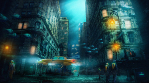 Building City Taxi Underwater 3840x2160 Wallpaper