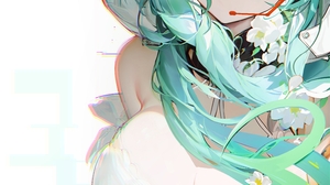 Anime Anime Girls Hatsune Miku Vocaloid Vertical Minimalism Simple Background Long Hair Looking At V 5200x9960 Wallpaper