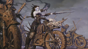 Artwork Fantasy Art Post Apocalypse Vehicle Women Creature ArtStation Motorcycle Women With Motorcyc 1920x1505 Wallpaper