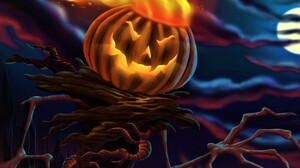 Halloween Holiday Jack O 039 Lantern Moon Night Scary 2560x1600 Wallpaper