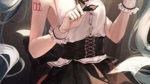 Anime Anime Girls Vocaloid Hatsune Miku Vertical Twintails Tattoo Ekina Artwork Dress 1484x2800 Wallpaper