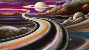Ai Art Ai Painting Painting Landscape Surreal Space Saturn Rings Of Saturn Alien World Planet Space  3840x2160 Wallpaper