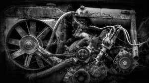 Black Background Engines Gears Technology Wheels Pipes Fans Metal Monochrome Rust Vehicle Wreck Hist 3199x1800 Wallpaper