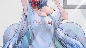 Anime Mask Women Anime Girls Long Hair Barefoot One Eye Closed Arms Up Red Eyes In Bed Portrait Disp 2480x3508 Wallpaper