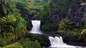 Bridge Earth Rainforest Tropical Waterfall 1600x1066 Wallpaper