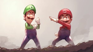 Mario Luigi Mario Bros Simple Background Hat Looking At Viewer Moustache Gloves 3840x2160 Wallpaper