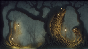 Creature Forest Dark Lights Night Trees 1920x1080 Wallpaper