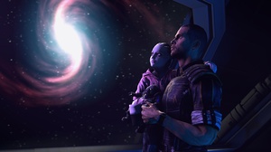 Child Asari Mass Effect Galaxy Commander Shepard 3414x1839 Wallpaper