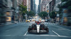 Formula 1 Formula Cars Race Cars Scuderia AlphaTauri New York City Car Front Angle View Road City Bu 2880x1800 Wallpaper