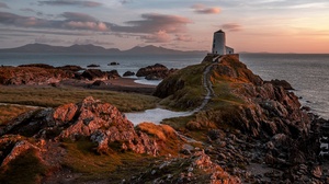 Coast Lighthouse Outdoors Sky Wales Llanddwyn Island 3840x2160 Wallpaper