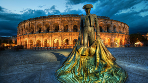 Trey Ratcliff Photography 4K France Colosseum Statue Lights 3840x2160 Wallpaper