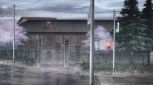 Another Yomiyama Horror Street Anime Anime Screenshot Pedestrian Bridge Street Light Sky Clouds Buil 2560x1440 Wallpaper