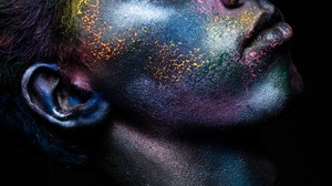 Olivier Merzoug Colorful Face Black Background Portrait Men 4580x6866 Wallpaper