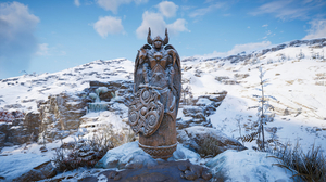 Assassins Creed Valhalla HDR Video Games CGi Snow Statue Clouds Rocks 2560x1440 Wallpaper