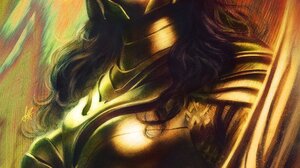 Artgerm Wonder Woman Diana Wonder Woman Diana Prince Gal Gadot Gold Dress Digital Artwork Poster DC  856x1300 Wallpaper