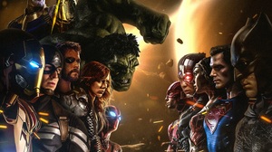 Thanos Hulk Iron Man Captain America Thor Black Widow Natasha Romanoff Flash Batman Superman Wonder  2995x2377 Wallpaper