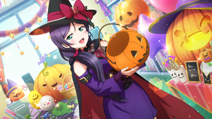 Toujou Nozomi Love Live Anime Anime Girls Pumpkin Sweets Halloween Costume Halloween Witch Hat Hat 3600x1800 Wallpaper