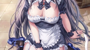 Anime Anime Girls Vertical Maid Maid Outfit Cats Twintails Long Hair Yellow Eyes Bow Tie 1674x2660 wallpaper
