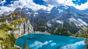 Nature Landscape Mountains Lake Sky Clouds Switzerland Water 3840x2160 Wallpaper