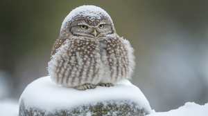 Ai Art Winter Snow Frost Owl Animals 3060x2048 Wallpaper