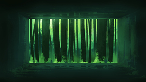 Gracile Trees Digital Art Minimalism Green Simple Background 5640x2400 Wallpaper