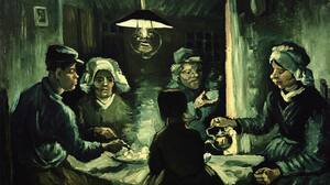 Oil On Canvas Oil Painting Vincent Van Gogh Men Women Sitting Artwork Classical Art Table Hat 2882x2194 Wallpaper