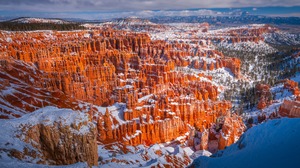 Landscape Nature Winter Snow USA Mountains Rock Formation Grand Canyon Desert Sky Clouds Valley 3840x2160 Wallpaper