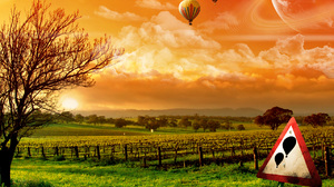 Cloud Hot Air Balloon Landscape Planet Sun 1280x1024 Wallpaper