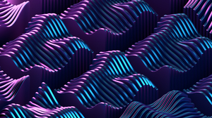 3D Abstract Colorful Neon Modern Pattern Blue Purple Render Wavy Lines Geometry Artwork Digital Art 3840x2160 Wallpaper