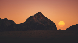 Nature Landscape Sunset Sun Desert Rocks Mountains Sky 5120x3414 Wallpaper