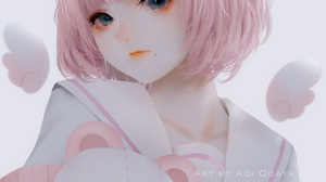Aoi Ogata 2D Anime Girls Vertical Teddy Bears Pink Hair Blue Eyes 1093x1375 Wallpaper