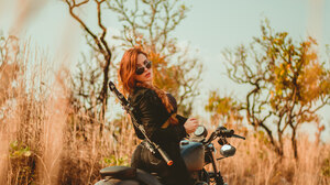 Leonardo Ribeiro Women Model Redhead Black Clothing Jeans Weapon Motorcycle Women With Motorcycles W 2800x4202 Wallpaper