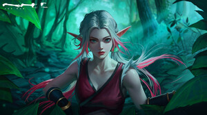 Digital Art Artwork Illustration Women Fantasy Art Fantasy Girl Pointy Ears Long Hair Forest 4K Natu 3840x2160 Wallpaper