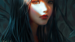 Nixeu Dark Hair Digital Art Horns Red Eyes 994x1400 Wallpaper