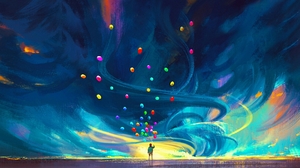 Balloon Child Painting Drawing Cloud 1920x1200 Wallpaper