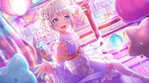 BanG Dream Anime Girls Wakamiya Eve Anime Balloon Looking At Viewer Blushing Sitting Dress Heart Des 5336x4008 Wallpaper