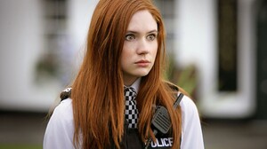 Karen Gillan Redhead Women Hazel Eyes Police Doctor Who Amy Pond Stare 1920x1200 Wallpaper