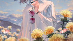 Sawasawa Vertical Anime Girls Brunette Shoulder Length Hair Sky Looking At Viewer Glasses Sunglasses 1429x2000 Wallpaper